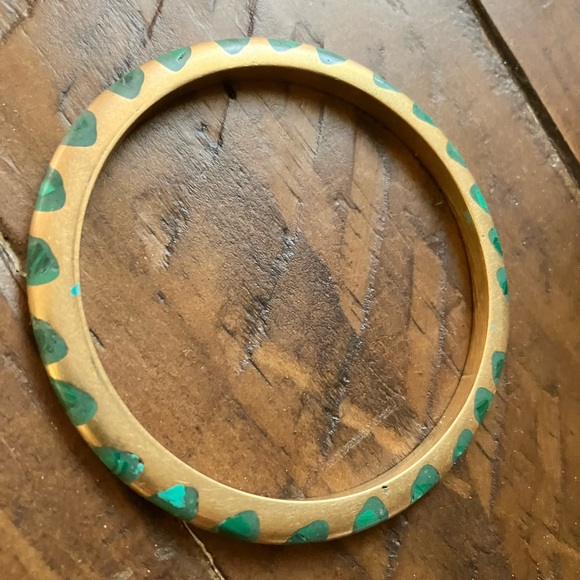 Jewelry - Vintage brass and jade bangle